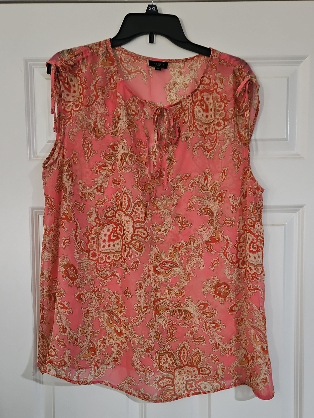 Talbots Pink Paisley Tie-Neck Blouse